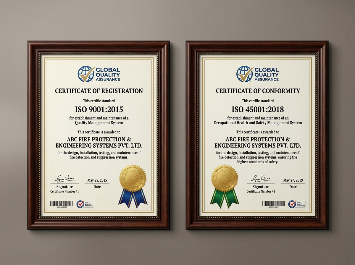 ISO 9001 & ISO 45001 Quality and Safety Management Certificates